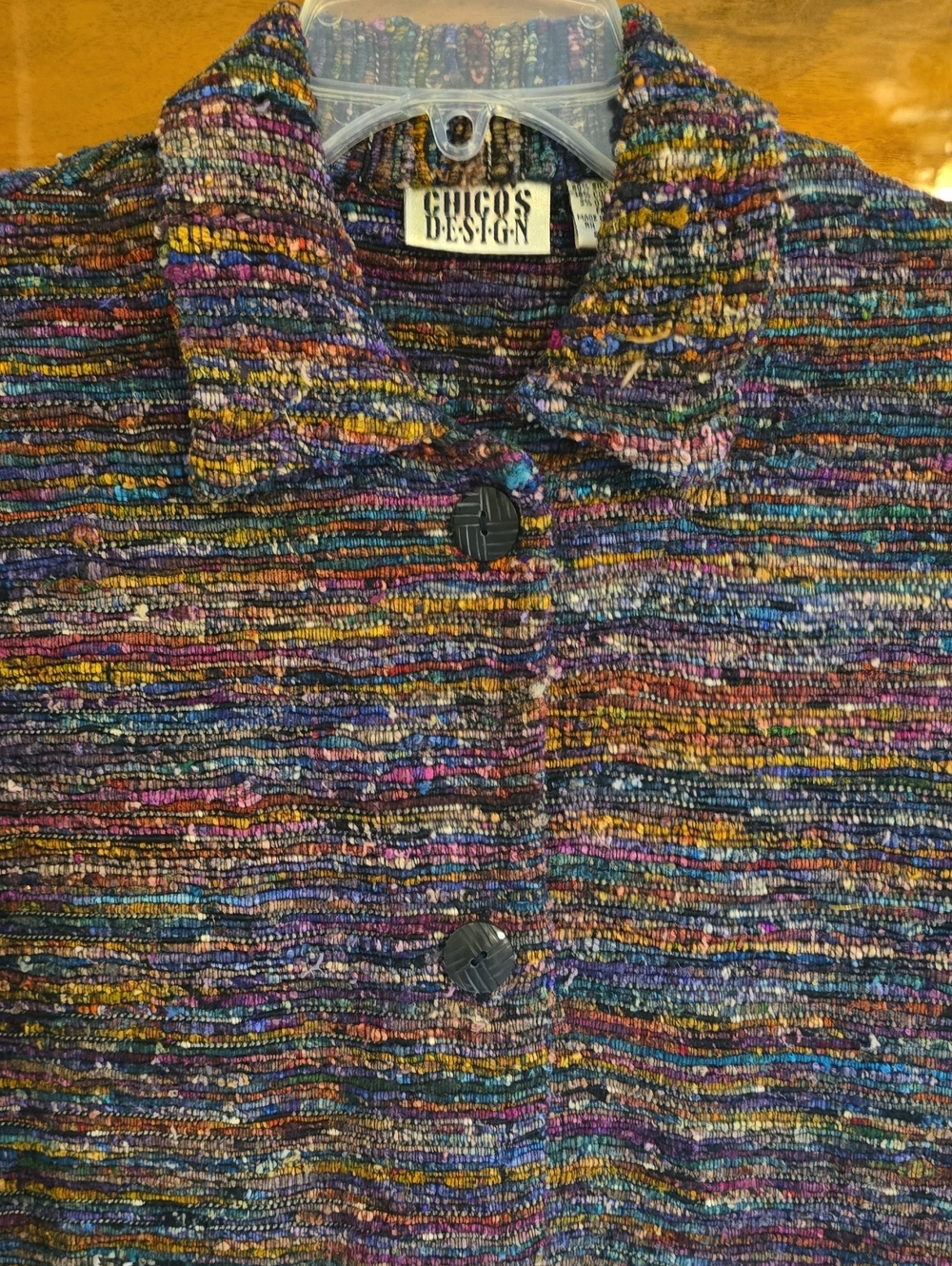 Chico's Multicolor Textured Button Jacket